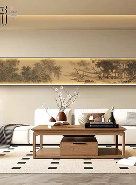 宋式美学装饰画窄长条山水画带灯