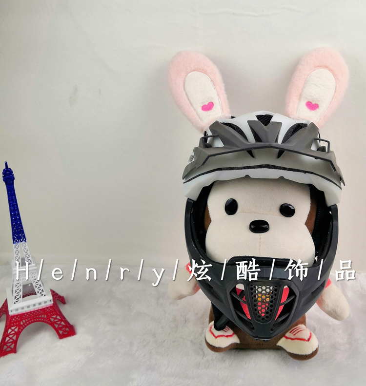 儿童平衡车轮滑雪成人摩托车电动车滑雪头盔装饰品头饰爱心兔耳朵 - 图2