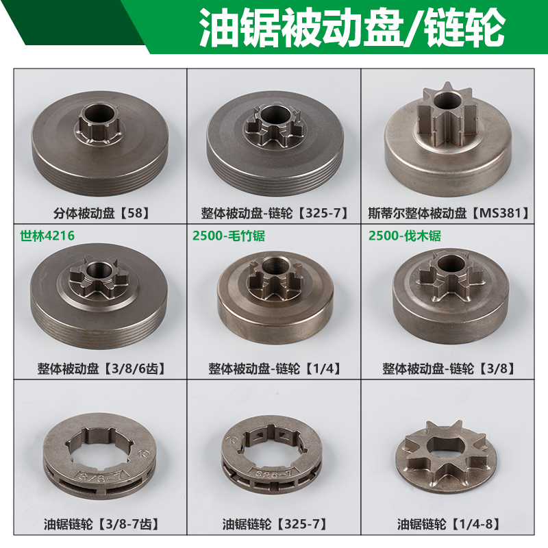 油锯配件汽油锯325-7齿链轮园林52型58离合器381毛竹锯方孔被动盘 - 图2