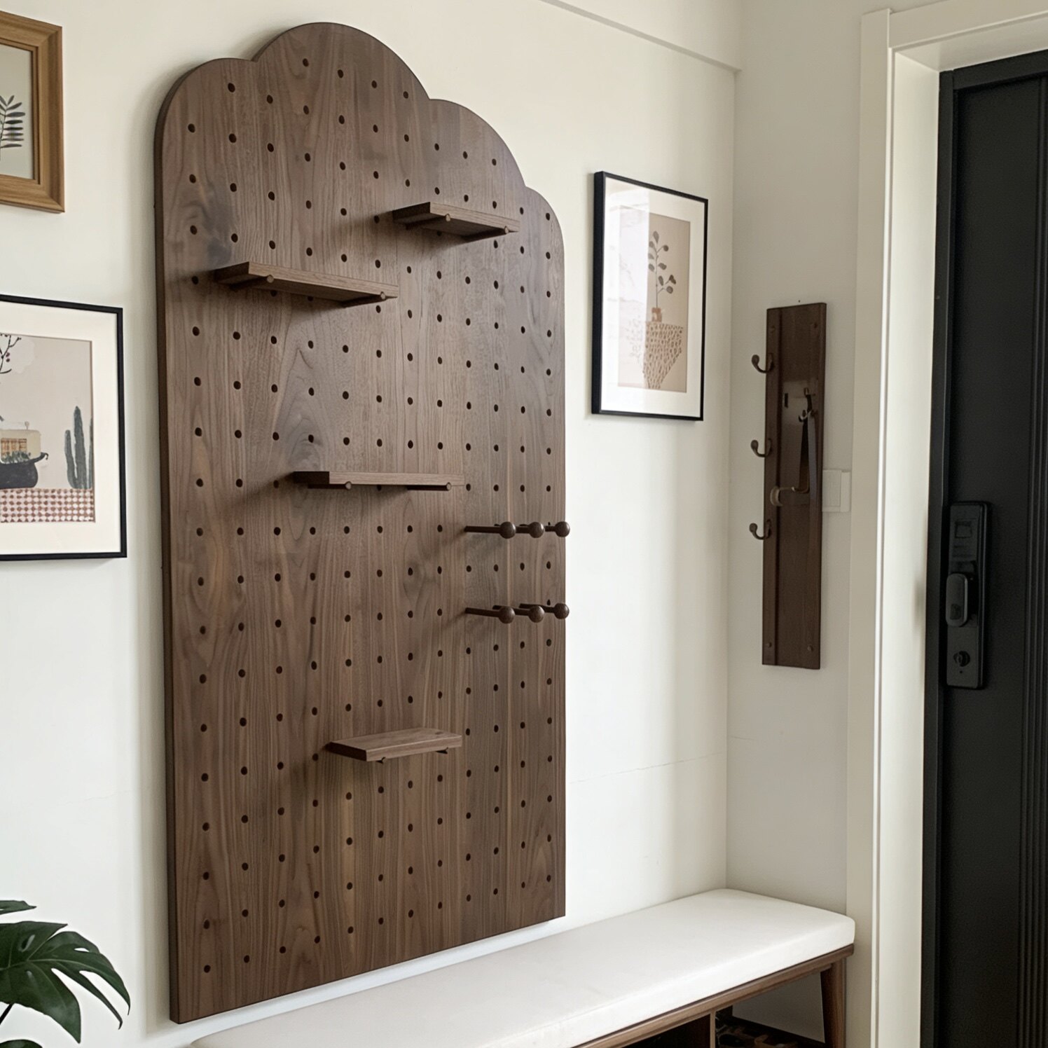 Black walnut solid wood hole board accessories matchsticks wooden laminate wall storage hooks can be customized