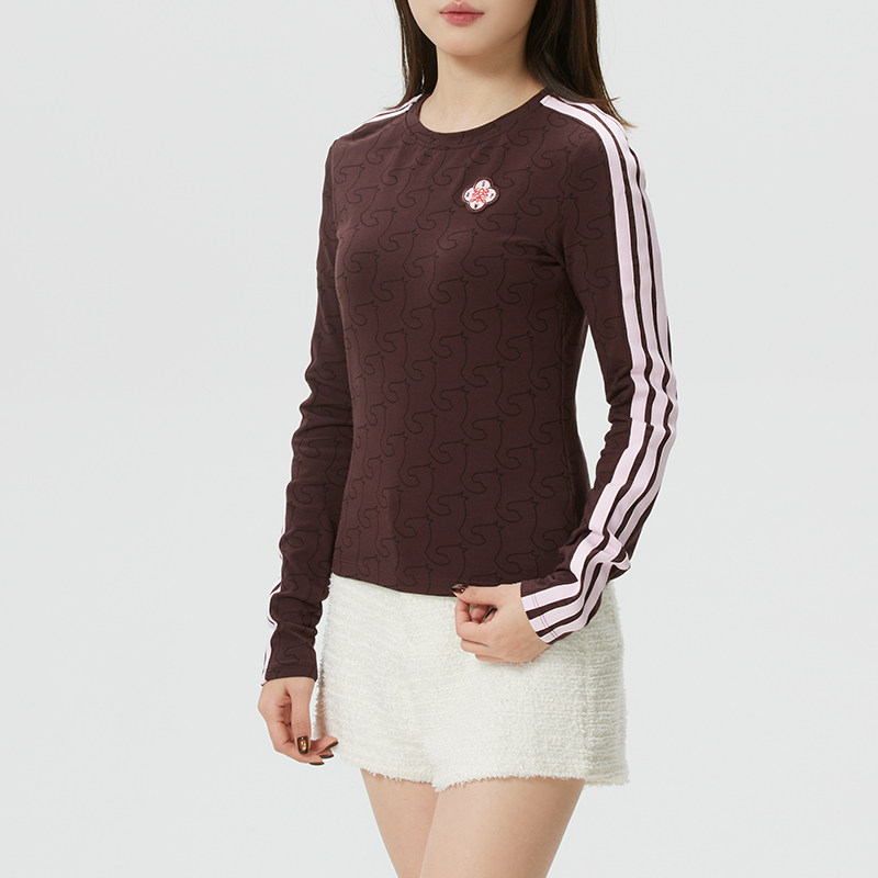 阿迪达斯新年款长袖T恤女装三条纹运动服修身打底衫套头衫KW4678,淘宝优惠券,粉丝福利购,淘宝优惠卷