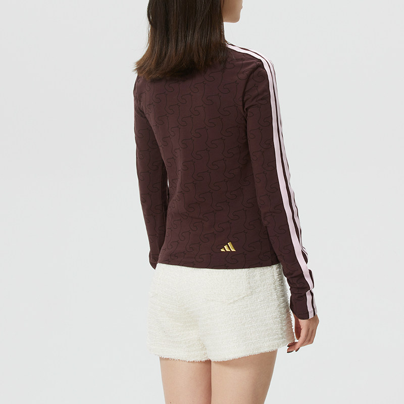 阿迪达斯新年款长袖T恤女装三条纹运动服修身打底衫套头衫KW4678,淘宝优惠券,粉丝福利购,淘宝优惠卷