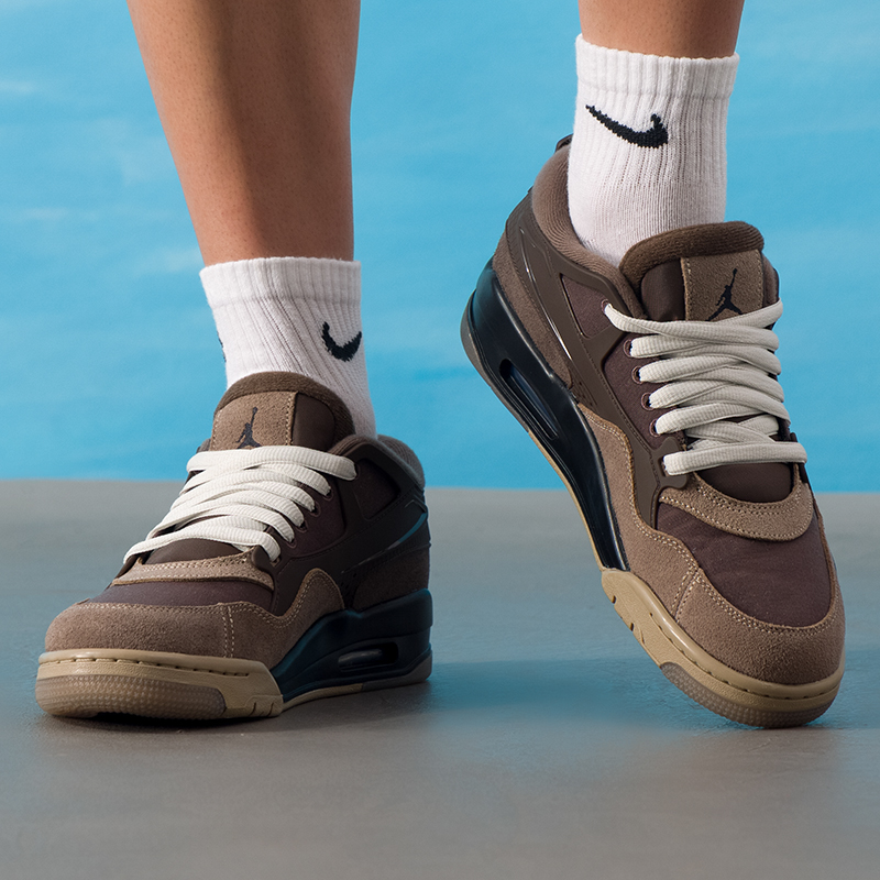 耐克男鞋官方正品Air Jordan4AJ4篮球鞋2025冬季新款气垫缓震板鞋 - 图1
