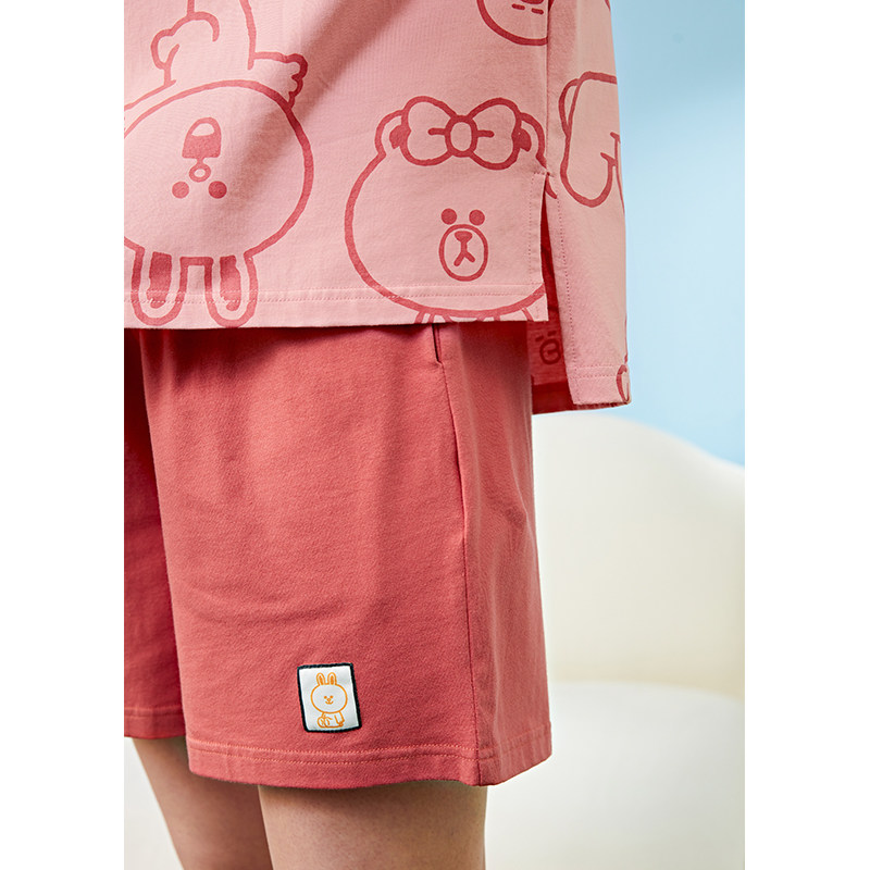 芬腾布朗熊女短袖短裤纯棉夏季睡衣 芬腾睡衣/家居服套装