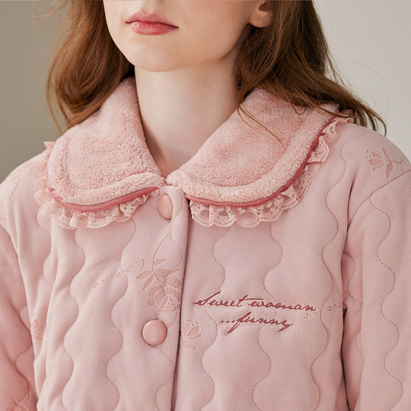 芬腾冬季三层加厚夹棉睡衣女加绒保暖可外穿抗静电棉袄家居服套装,淘宝优惠券,粉丝福利购,淘宝优惠卷