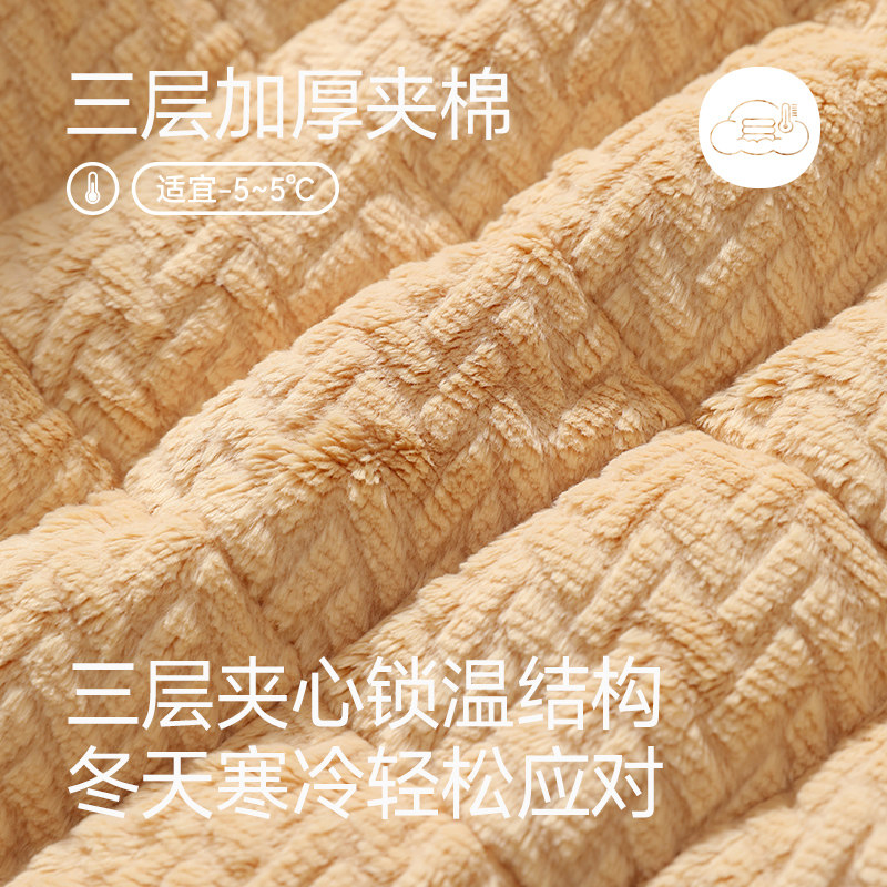 芬腾女士睡衣三层夹棉秋冬季加厚珊瑚绒抗静电加绒保暖家居服套装,淘宝优惠券,粉丝福利购,淘宝优惠卷