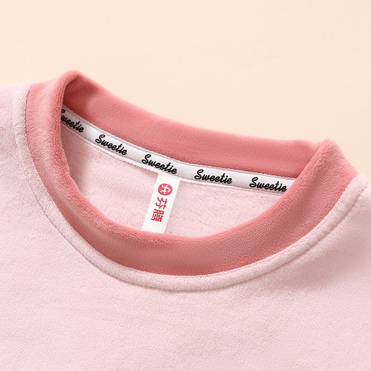 芬腾儿童珊瑚绒睡衣女孩秋冬季套装加绒加厚保暖女童中大童家居服