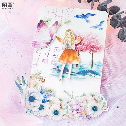 陌墨少女的祈愿烫金大贴纸包少女心小王子鲸鱼小树林手账和纸贴画 - 图3