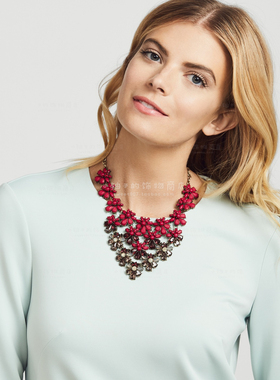 美国轻奢玻璃宝石红色项链