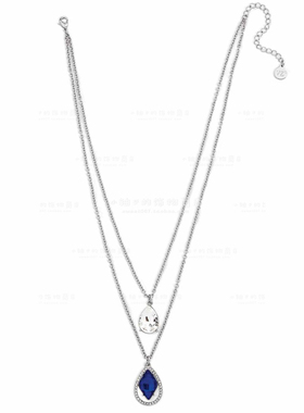 镀银蓝色宝石通勤风礼服短项链