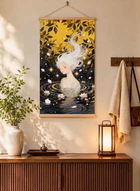 卷轴装饰画电表箱遮挡新中式中古风客厅玄关走廊过道挂画可定制