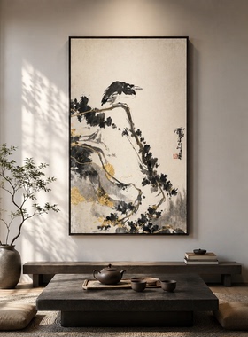 幽栖图中古风禅意境书房茶室客厅餐厅入户玄关背景墙壁装饰画挂画