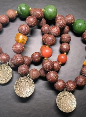 aqx7九宫八卦牌虎牙玛瑙天珠凤眼菩提籽手链搭配碧玉琥珀南红玛瑙