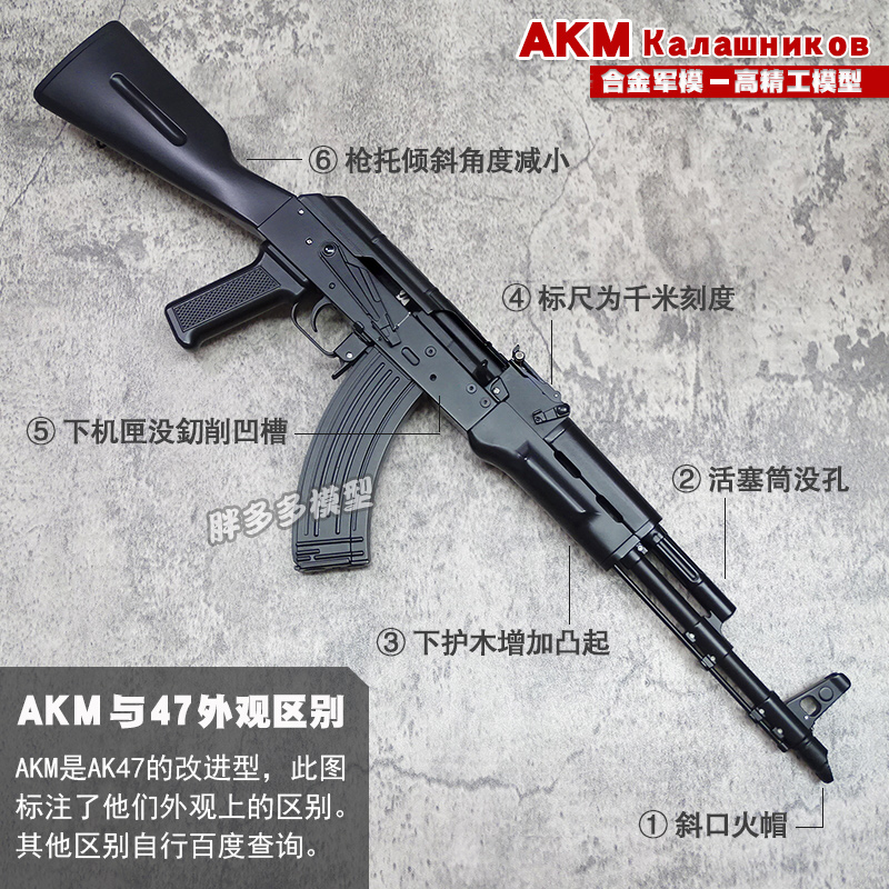 合金军模1:2.05金属AKM47模型枪抛壳阿卡突击步枪模型不可发射 - 图0