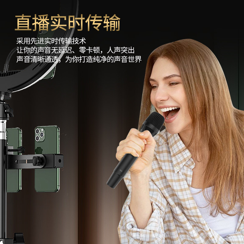 ZRDR A66无线动圈麦克风一拖二K歌直播家用手持话筒声卡全套设备,淘宝优惠券,粉丝福利购,淘宝优惠卷