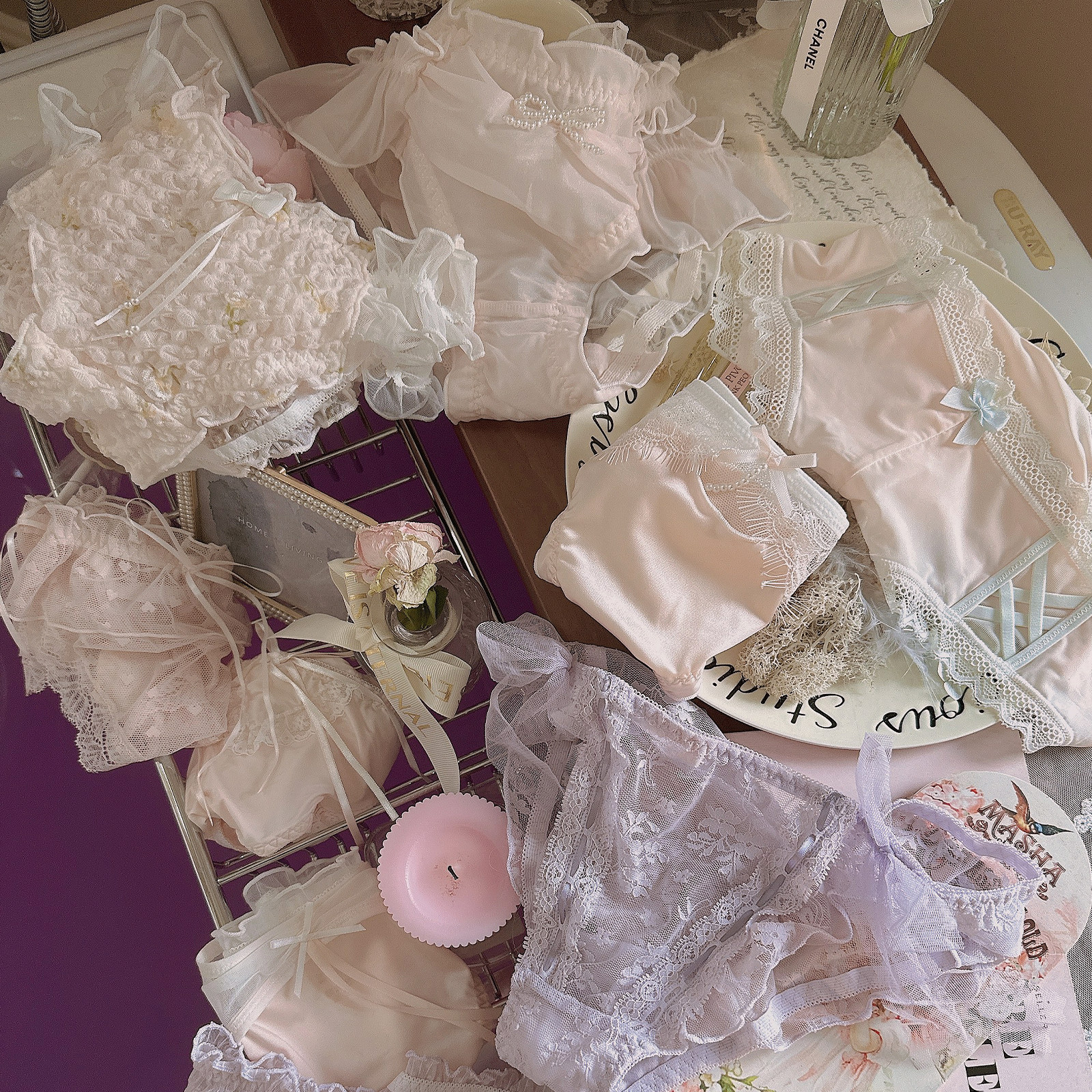 【浪漫粉紫系 】内裤女生纯棉裆性感蕾丝内裤女 新款短裤薄款低腰,淘宝优惠券,粉丝福利购,淘宝优惠卷