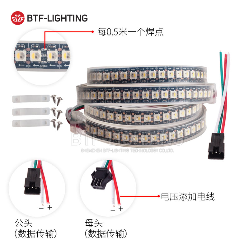 LED全彩SK6812RGBW内置IC芯片5050四色灯珠贴片5V可编程幻彩灯带 - 图1