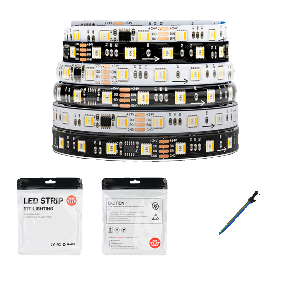 WS2805全彩5050RGBCCT五合一灯条RGBCW幻彩可编程流水24VLED灯带,淘宝优惠券,粉丝福利购,淘宝优惠卷