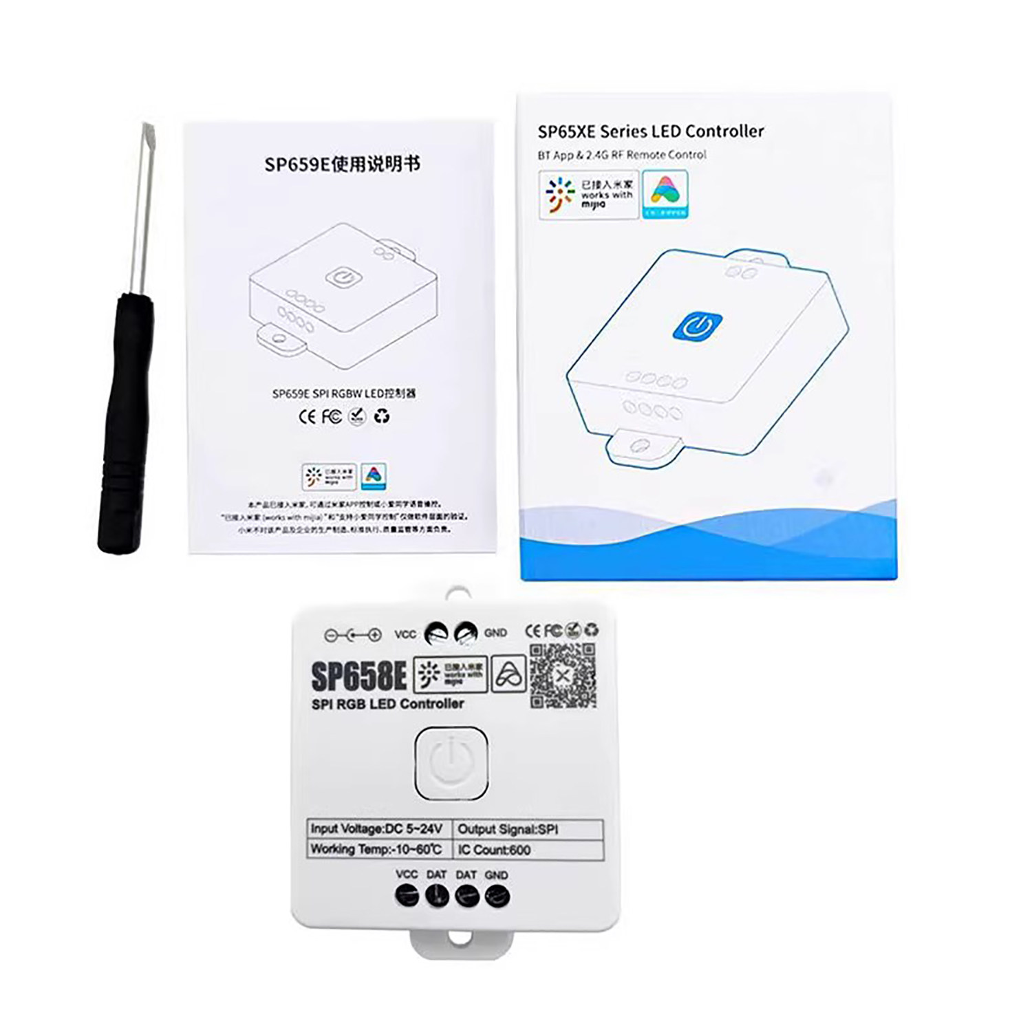 SP658E智能幻彩mesh灯带SP558E已接入米家小爱同学控制蓝牙控制器
