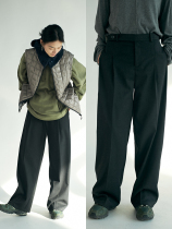 NKGC Retro Day Ensemble Details Design Base Dark hair Casual Long Pants Loose 100 hitch Pants Neutral