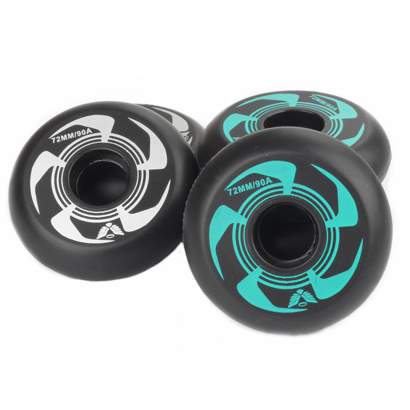 溜冰鞋PU橡胶全肉轮 直排轮滑轮子旱冰鞋刹车轮高弹耐磨90A花式轮,淘宝优惠券,粉丝福利购,淘宝优惠卷