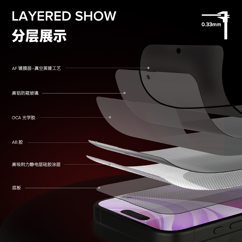 JCPal本朴 屏幕膜适用苹果手机iPhone16Promax15防指纹防油污全屏防偷窥耐刮磨高透光高灵敏度钢化玻璃保护膜