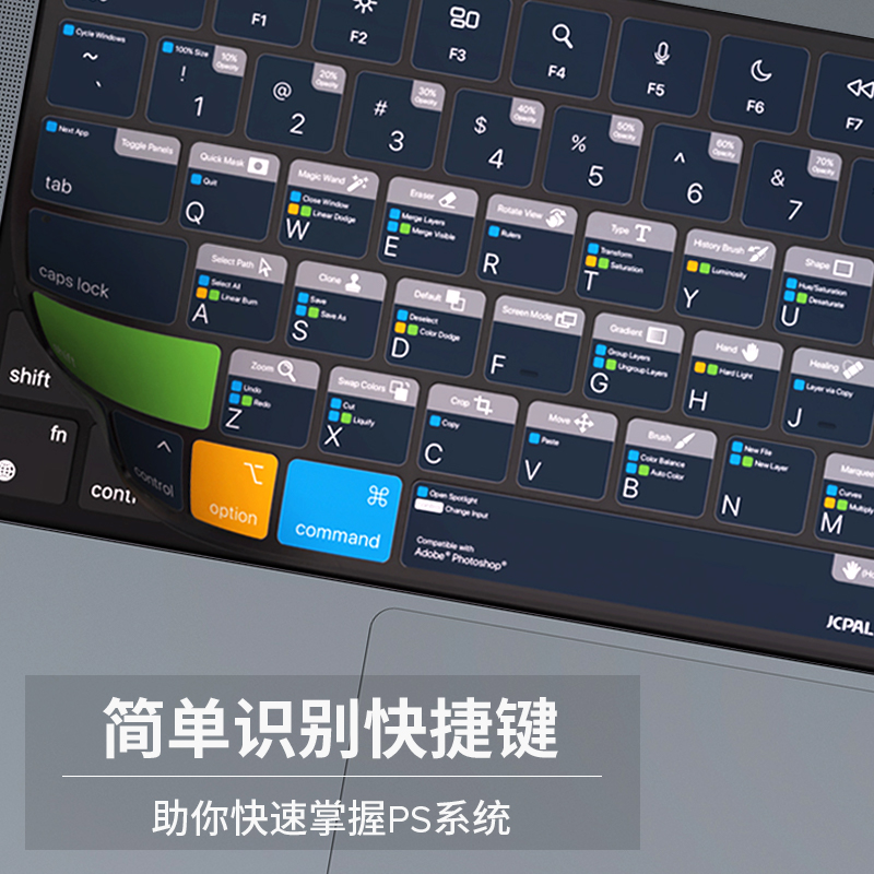 JCPal本朴笔记本键盘膜2024新款15英寸适用于苹果macbookAir14/16寸M3保护膜Air13M2硅胶PS快捷功能键膜超薄 - 图0