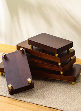 实木佛像摆件底座新中式铜脚花瓶