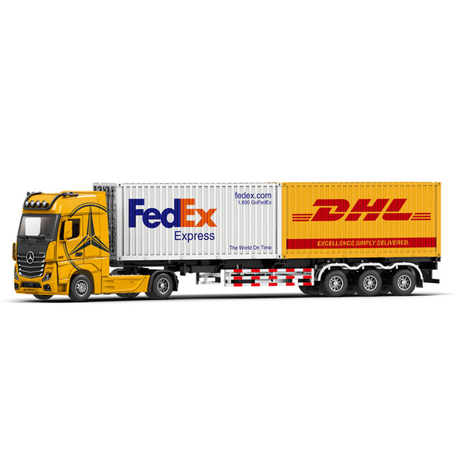 Hengteng Alloy 124 Mercedes-Benz Double Holder Container Truck Model