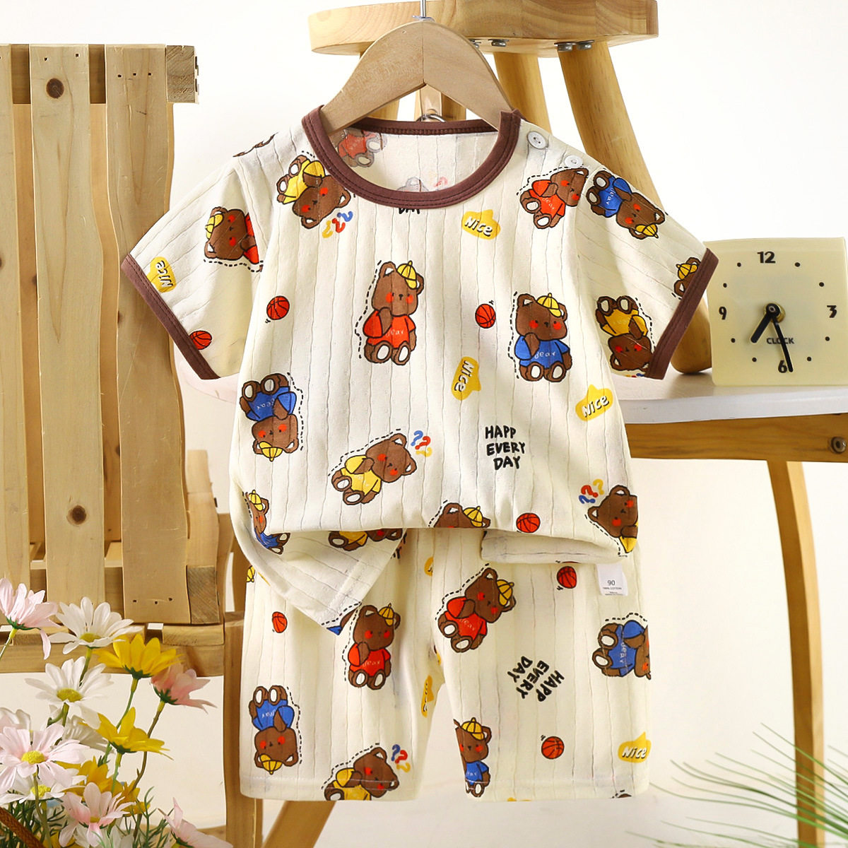 儿童夏季纯棉短袖t恤两件套女童套装宝宝短裤卡通薄款家居服男童,淘宝优惠券,粉丝福利购,淘宝优惠卷