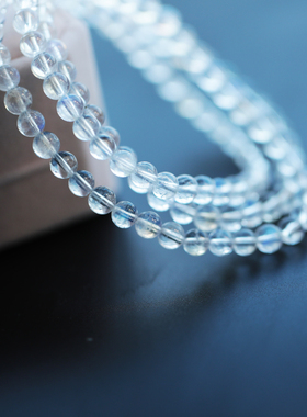 天然玻璃体蓝月光石冰种多层多圈