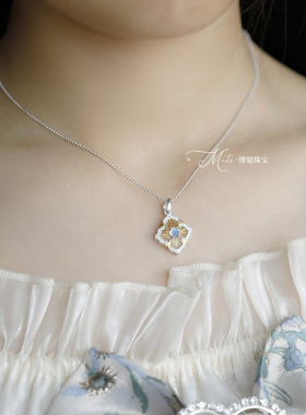 缪媞珠宝纯银天然月光石女宝石