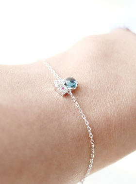 雅典娜天然伦敦蓝猫头鹰女生手链