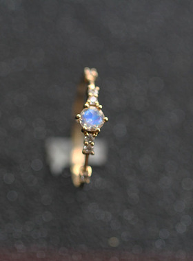 天然蓝月光石14K金戒指