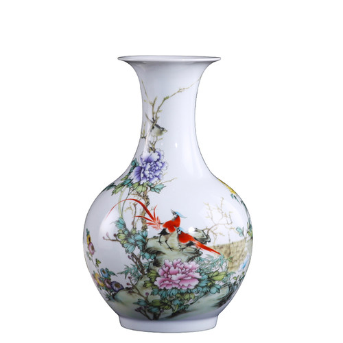 景德镇陶瓷器花瓶摆件客厅插花粉彩瓷瓶中式家居电视柜装饰工艺品 - 图0