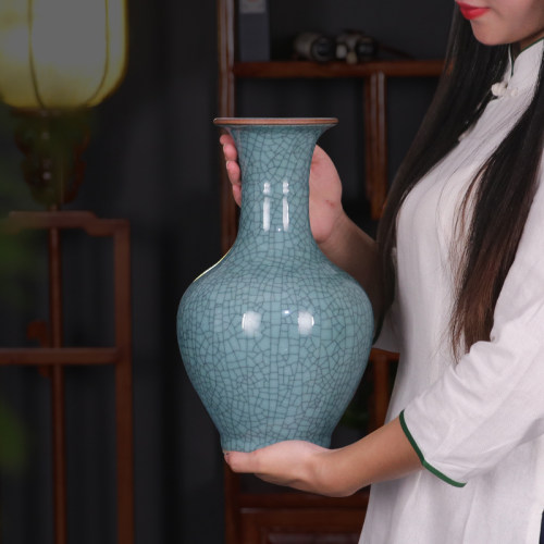 景德镇陶瓷花瓶摆件客厅插花仿古官窑瓷瓶中式家居装饰品瓷器瓶子 - 图1