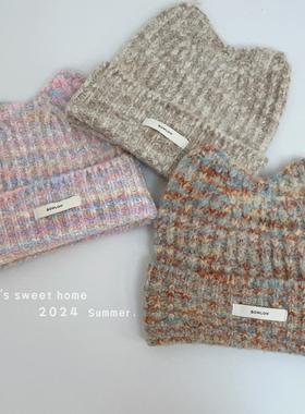 可爱超大猫耳朵渐变色毛线帽