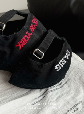 复古重工十字字母刺绣防晒棒球帽