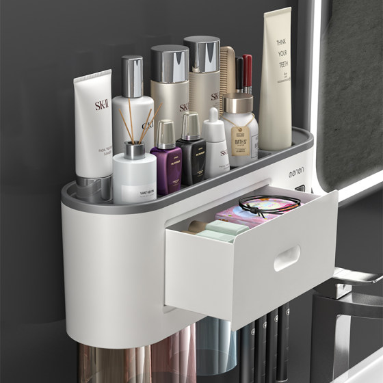 Toothbrush holder bathroom punch-free wall-mounted storage rack