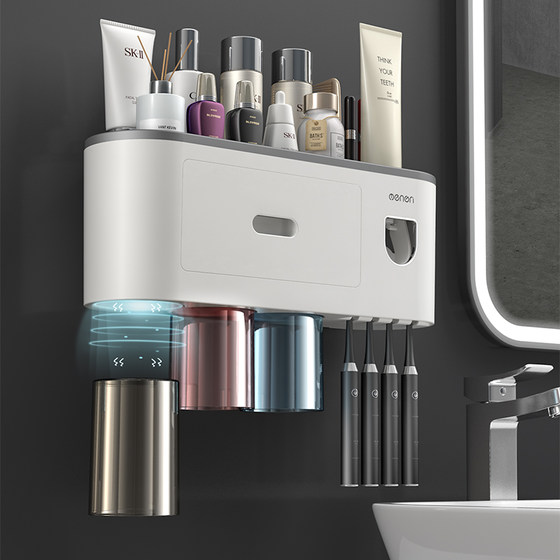 Toothbrush holder bathroom punch-free wall-mounted storage rack
