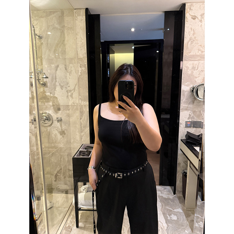 铅笔小鑫大码女装 自带胸垫 U领设计 高弹力 可外穿吊带打底背心,淘宝优惠券,粉丝福利购,淘宝优惠卷