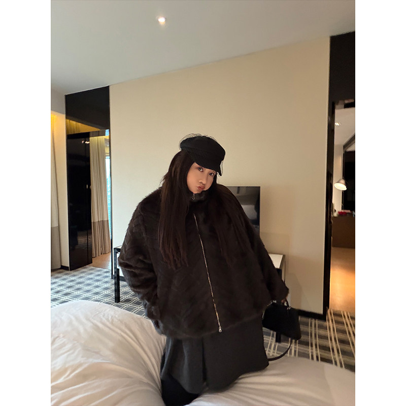 铅笔小鑫大码女装皮毛一体老钱风高品保暖加厚毛毛外套,淘宝优惠券,粉丝福利购,淘宝优惠卷