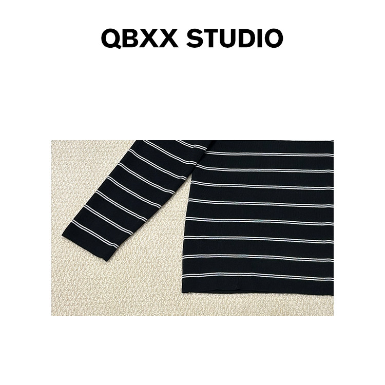 铅笔小鑫大码女装 休闲宽松吸睛叠搭假两件条纹针织长袖T恤,淘宝优惠券,粉丝福利购,淘宝优惠卷