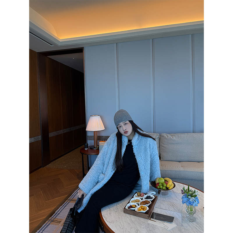 铅笔小鑫大码女装 韩系宽松 男女同款 保暖大码羊羔毛外套 - 图0