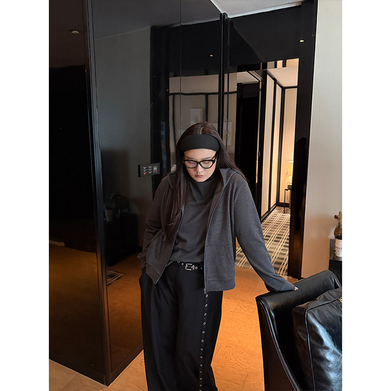 铅笔小鑫大码女装 连帽抽绳 复古纯色 显瘦拉链卫衣外套,淘宝优惠券,粉丝福利购,淘宝优惠卷