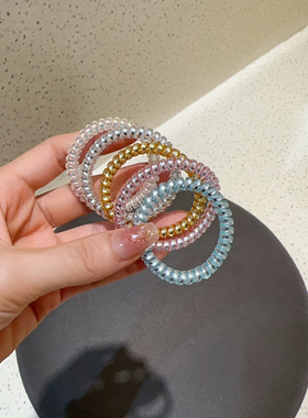 韩系电话线发圈女细小发绳扎马尾