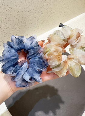 漂亮网纱晕染彩色小肠圈头绳发饰