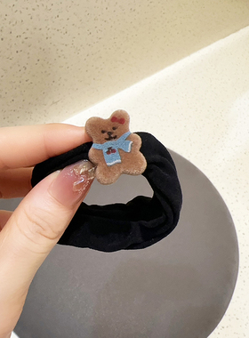 可爱植绒小熊弹力发圈加粗皮筋女