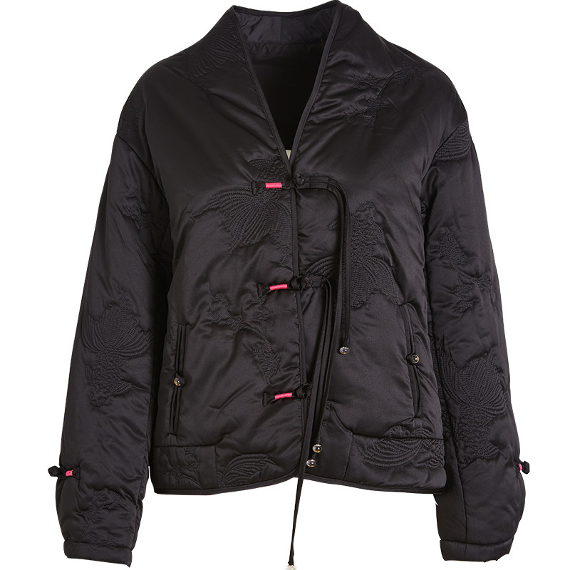 qs秸熙秋冬新款通勤盘扣国风保暖棉服外套女短款锦鲤绣花百搭上衣,淘宝优惠券,粉丝福利购,淘宝优惠卷