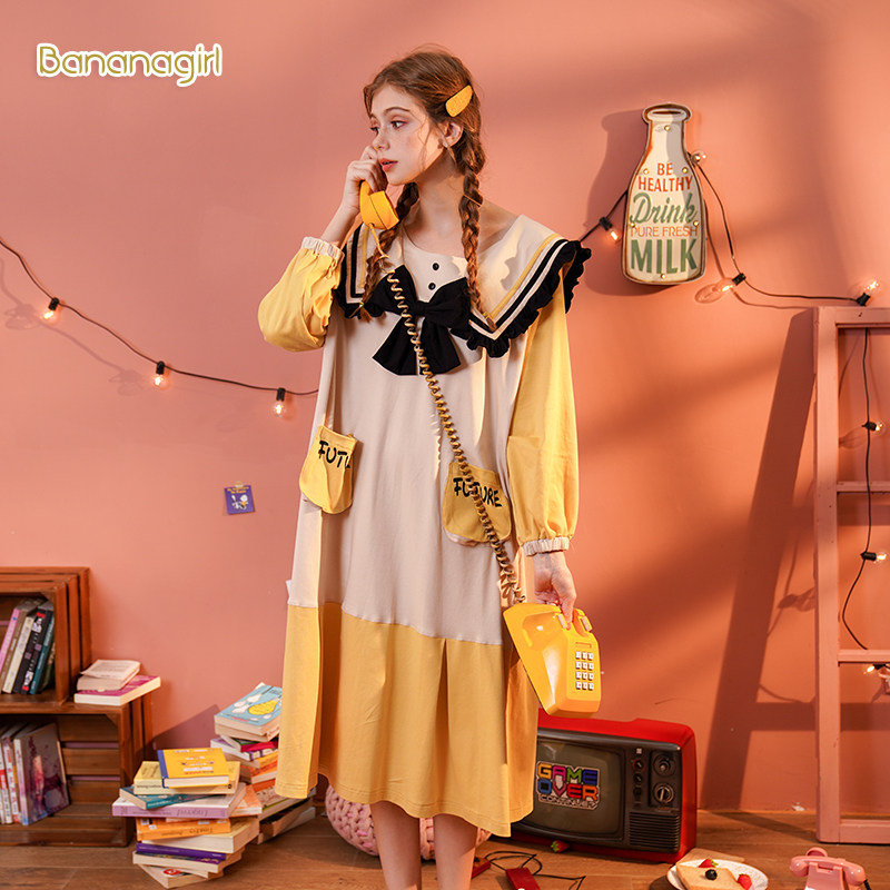 bananagirl春秋睡裙卡通学院连衣裙 bananagirl睡裙